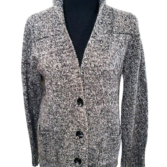 Eddie Bauer Heavy Knit Chunky Womens M Wool Cardigan Sweater Fisherman Preppy - Picture 1 of 11